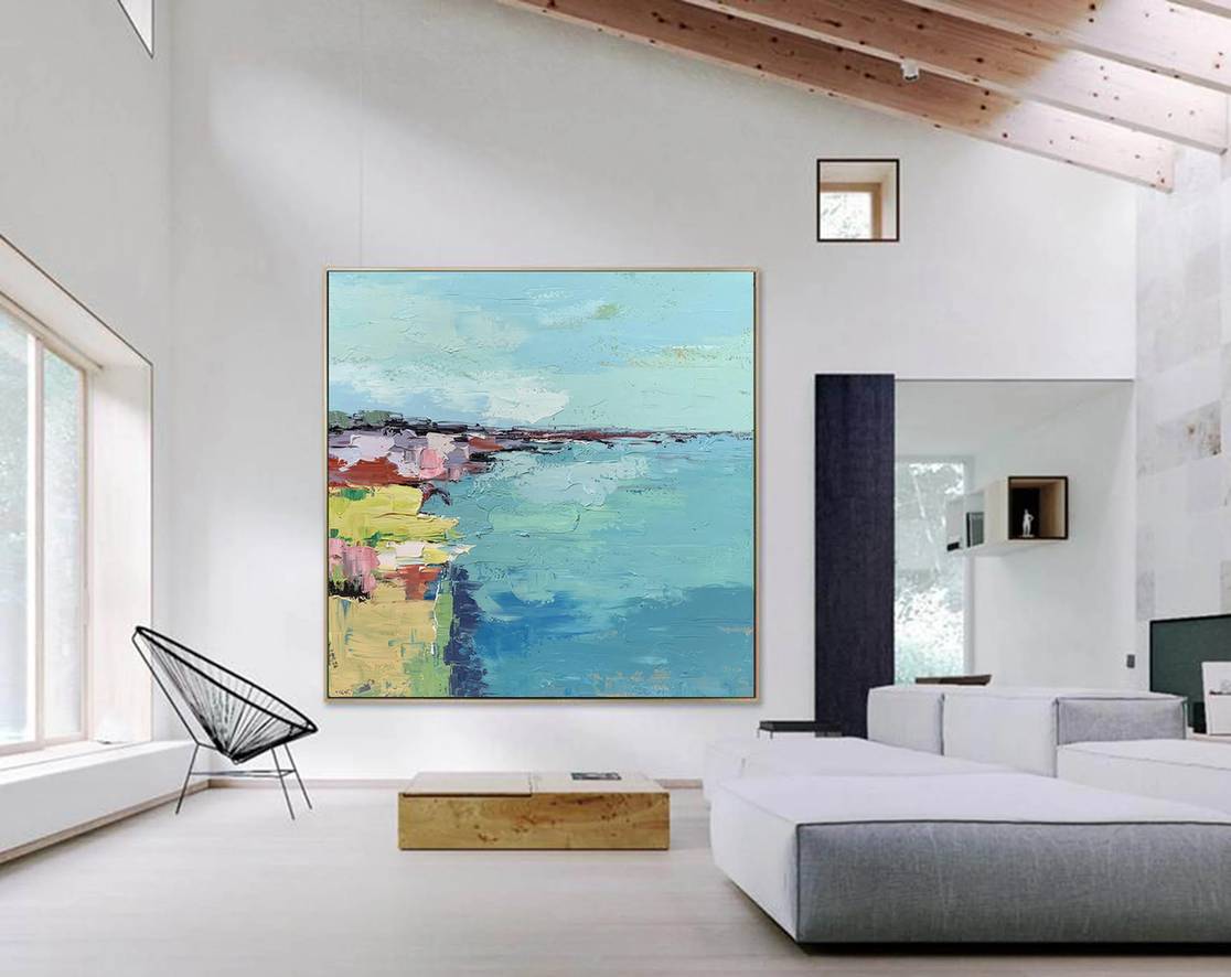 Scenic Blue Abstract Canvas Artwork BA2KT wall art